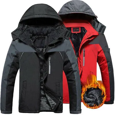 Mens Winter Warm Fleece Jacket Coats Lining Thick Waterproof Mountain Jackets U • £18.88