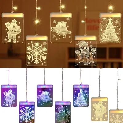Christmas Window 3D LED Curtain Hanging String Lights USB Plug LED Fairy Lights • $34.98