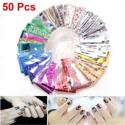 50Pcs DIY Nail Art Transfer Foil Sticker Decal For Nail Tip Decoration Star Set • $3.02