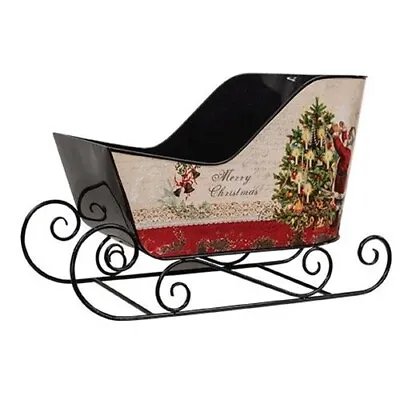 New Primitive Farmhouse VINTAGE SANTA SLEIGH Metal Display 9  • $13.95