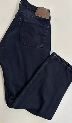 Vintage Levi's 501 Button Fly Dark Blue Denim Jeans Men's Size 38x30 Made In USA • $34.99