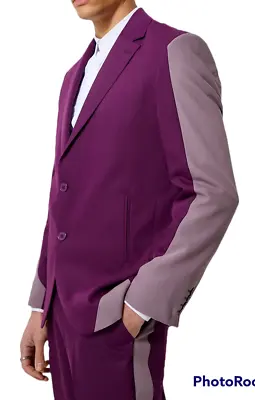 BoohooMAN Single Breasted Blazer Purple Contrast Relaxed  Jacket Mens Sz 44 -NEW • $38