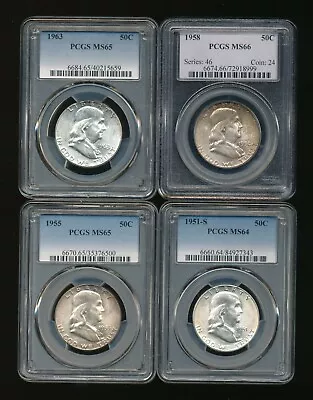 Lot Of 4 ~ Certified PCGS 50C Franklin Half Dollars                            R • $199