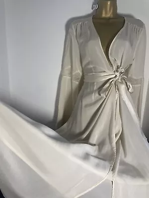 Marks & Spencer Pure Silk Cream Dressing Gown/ Robe Size 12 • £11.61