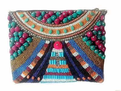 Evening Vintage Handmade Clutch Indian Ethnic Banjara Beads Ipad Sling Purse Bag • $58.43