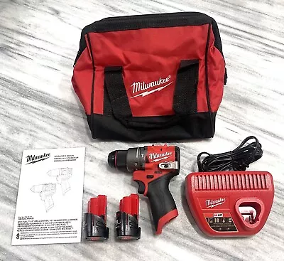 Milwaukee M12 Hammer Drill Driver 3404-20 + (2)2.0ah-Batteries Kit NEW GEN 3 • $149.95