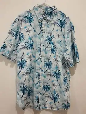 CHAPS  Shirt  Vintage  Mens   Large  Button Up  Hawaiian Style Blue Palm Tree • $35