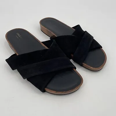 Cole Haan Braelyn Footbed Suede Black/brown Sandals Size 8.5 • $24.88