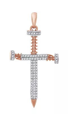 0.40 Ct  Simulated Nail Cross Pendant Mens Charm 18K Gold Plated $783.88 • $218.87