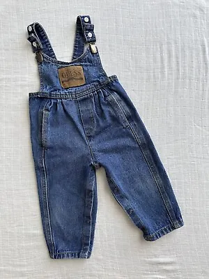 Vintage Baby Guess Denim Overalls With Leather Patch • $140