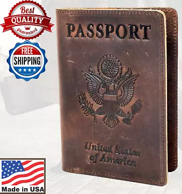 USA Passport Holder United State Blocking Travel Wallet Genuine Leather For Men • $24.04