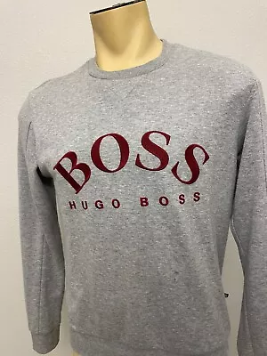 BOSS Hugo Boss Men's Grey And Burgundy Embroidered Sweater Size Medium  $150 • $27.99