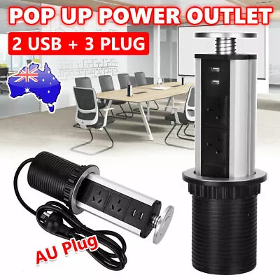 $37.95 • Buy Pop Up Power Point 3 Socket Plug + 2 USB Table Home Kitchen Desk Outlet