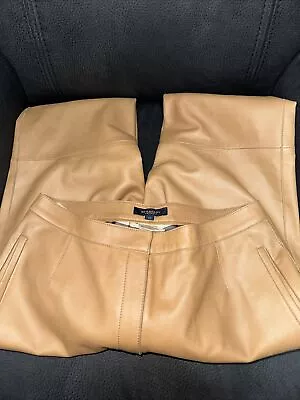 Burberry London Leather Light Brown Women’s Long Pants Size 40/10 Made In Japan • $99