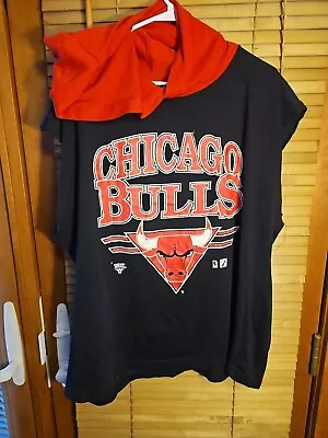 Vintage 90s Chicago Bulls Logo 7 Cut Off Hoodie Hooded Tee T Shirt Men's XL  • $35