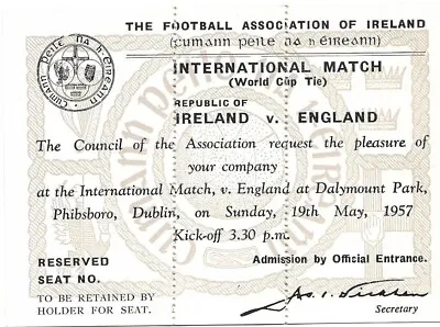 £199.99 • Buy Republic Of Ireland V England 1956/57 World Cup Qualifier In Dublin **RARE**