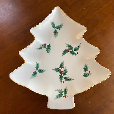 Mikasa “Ribbon Holly” Christmas 12 1/2” Tree Shaped Serving Plate-Bone Chine • $25
