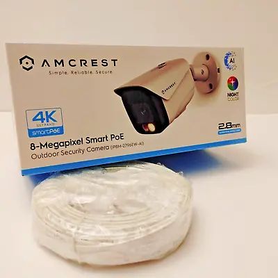 Amcrest 4K IP PoE AI Camera W/ 60ft Cat6E Cable - IP8M-2796EW1-CAT6CABLE60FT1 • $87.90