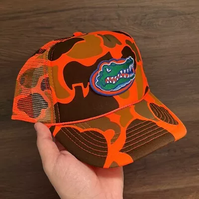 New Florida Gators Orange Camo Hat 5 Panel High Crown Trucker Snapback Vtg • $25.95