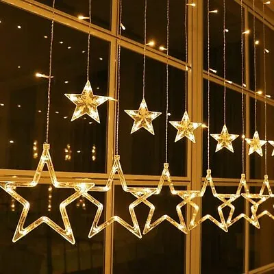 £8.99 • Buy Christmas LED Curtain Star Lights Window String Fairy Waterproof Decor Xmas