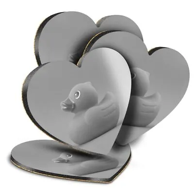 4x Heart MDF Coasters - BW - Toy Duckling Bath Time Baby Boy  #37621 • £9.99