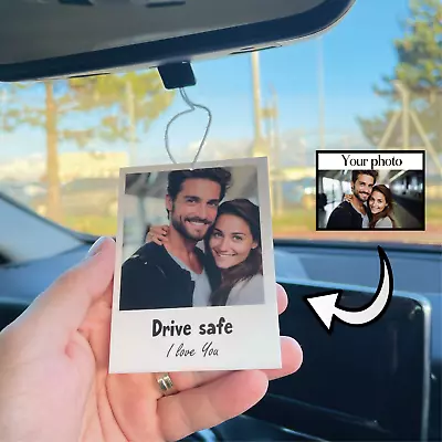 Personalised Polaroid Style Photo Car Ornament Acrylic Ornament Custom Photo • £6.99