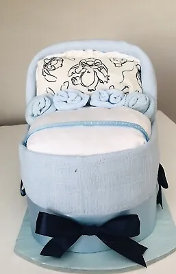 Baby Nappy Cake Crib Cot Cute Gift Baby Shower Boys • £15