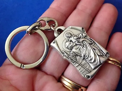 ST CHRISTOPHER OUR LADY OF GRACE Saint Medal KEYCHAIN KEY RING Protection Italy  • $25.81