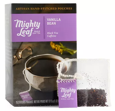 Mighty Leaf Whole Leaf Tea Vanilla Bean Black Tea Caffeine 15 Tea Bags • $16