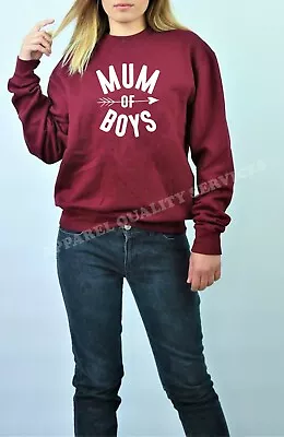 Ladies Mum Of Boys Sweatshirt Jumper Womens Sons Mothers Day Son Proud Mummy • $21.12