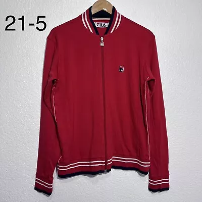 Vintage FILA Men's Track-Top Jacket Sz L Wool Blend White & Blue/Red Stripes • $39.99