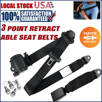 Safety Car Seat Belt 3 Point Adjustable Retractable Seat Belt Lap Kit Universal • $37.71