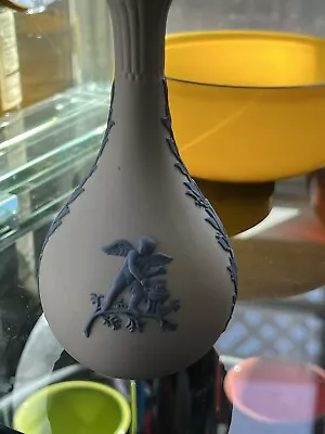 Vintage Wedgwood Jasper  Blue White Angel Bud Vase • $14.99