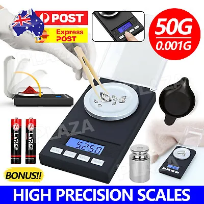 $21.85 • Buy 0.001g50g High Precision Electronic LCD Digital Scales Jewellery Scale Milligram