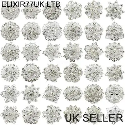 £92.39 • Buy Job Lot Silver Diamante Flower Pin Brooch Wedding Bouquet Bridal Cake Art Broach