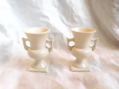 2 Vintage Dwight Morris Porcelain Miniature Pedestal Classical Urn Pot Vase • $5