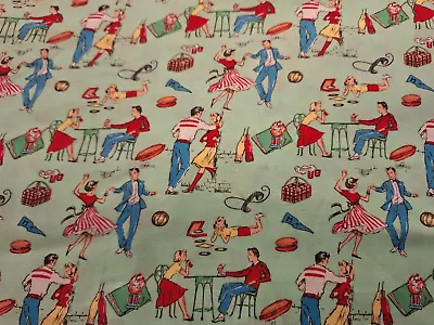 4 YDS RARE VINTAGE 90s MICHAEL MILLER  Happy Days  Cotton Quilting Fabric • $60