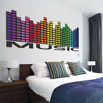 Music Wall Decal Sound Bars Waves Mural Vinyl Cool Musician Color Equalizer A36 • $61.95