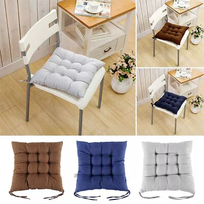 1/2/4 Chair Seat Pads Dining Room Garden Kitchen Patio Tie On Cushions Plain UK • £5.99