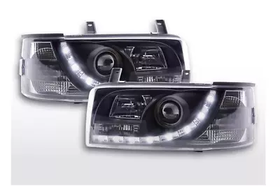 FK Set LED DRL Devil Eye Lightbar Headlights VW Transporter T4 90-96 Black LHD • $407.99