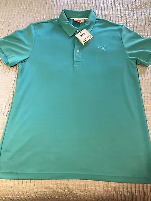 $30 • Buy NWT Puma Golf Mens Tech Polo Shirt - Pool Green - Size L