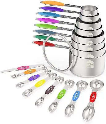 Measuring Cups And Magnetic Measuring Spoons Set Wildone Stainless Steel 16 ... • $29.16