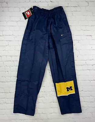 NWT Vtg 90s Michigan Wolverines Nike Pants Mens M Snap WarmUp Tear Away Blue • $79.99