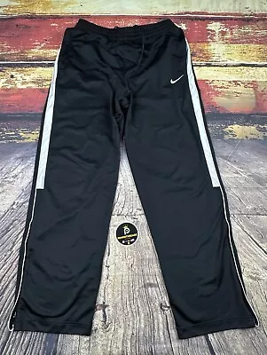 Vintage Nike Basketball Track Pants Y2K Mens Medium Black White 32x32 Ankle Zip • $24