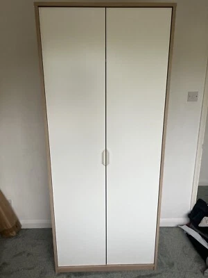 £45 • Buy IKEA Askvoll Wardrobe - Furniture Bedroom White Light Oak - 80cm Wide