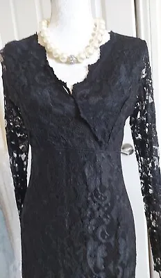 Black Lace V Next Dress With Split To Side Size 12 • £9.99