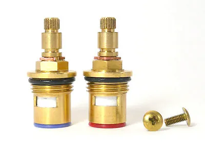 Ceramic Tap Valve Cartridge Pair 24 Teeth Spline BSP 1/2  Quarter Turn 1/4 Gland • £12.99