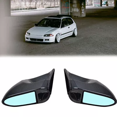 Carbon Fiber For 92-95 Honda Civic EG 2DR Sport Manual Adjustable Side Mirrors • $91.07