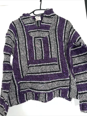 £13.99 • Buy Mexican Baja Drug Rug Poncho Vintage Size Small Festival, Relaxed Hippy Camp