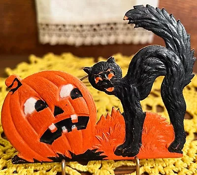 RARE Antique Vintage Halloween Mini Diecut Decoration JOL Cat Germany Early 30s! • $182.50